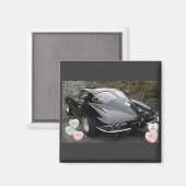 Valentine Black Corvette Magnet (Vorderseite/Rückseite)