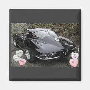 Valentine Black Corvette Magnet