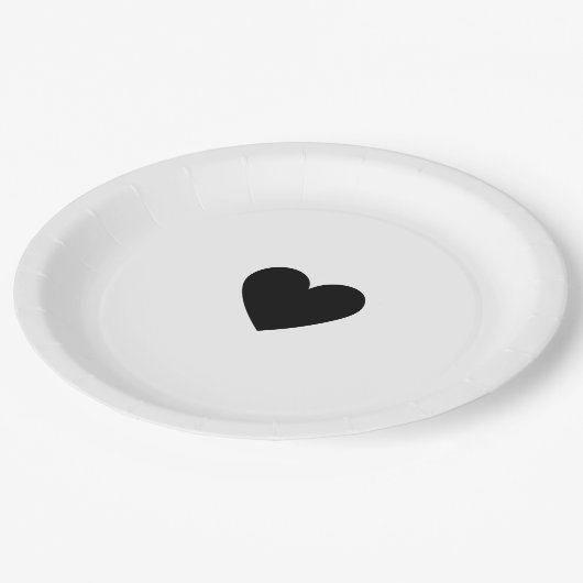 Valentine Black Heart Pappteller (Schrägansicht)