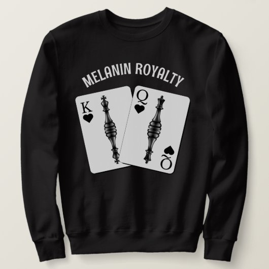 Valentine BLACK KING QUEEN PLAYCARDS Paare Sweatshirt (Design vorne)