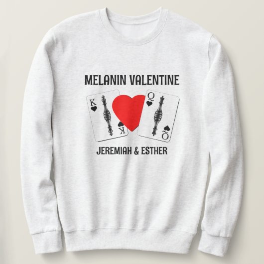Valentine BLACK QUEEN KING PLAYCARDS Paare Sweatshirt (Design vorne)