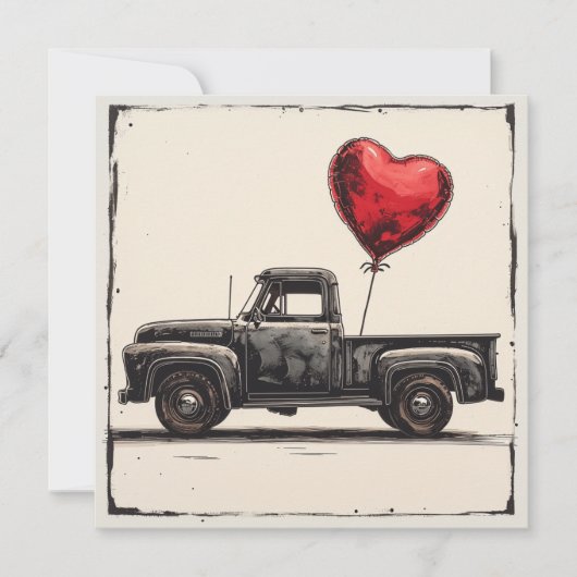 Valentine Black Truck : Rote Romantik Feiertagskarte (Vorderseite)