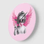 Valentine Blubble Cupid Valentinstag Große Wanduhr (Winkel)