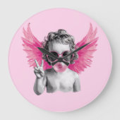 Valentine Blubble Cupid Valentinstag Große Wanduhr (Vorderseite)