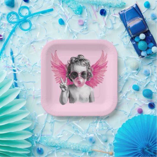 Valentine Blubble Cupid Valentinstag Pappteller (Party)