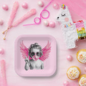 Valentine Blubble Cupid Valentinstag Pappteller (Party)