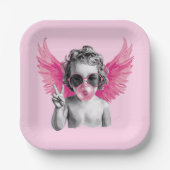 Valentine Blubble Cupid Valentinstag Pappteller (Vorderseite)