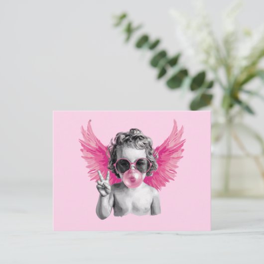 Valentine Blubble Cupid Valentinstag Postkarte (Stehend Vorderseite)
