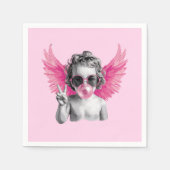 Valentine Blubble Cupid Valentinstag Serviette (Vorderseite)