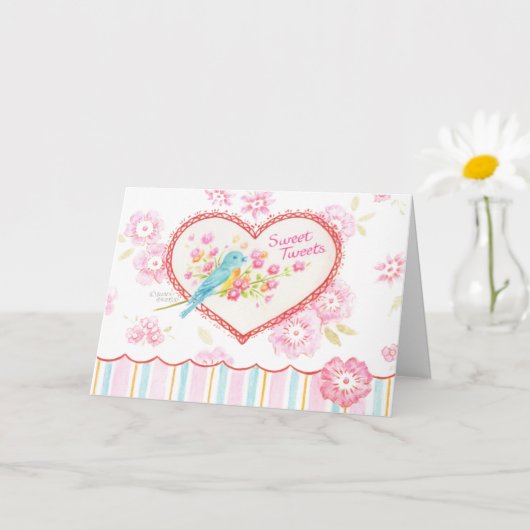 Valentine Blue Bird Sweet Tweete Bright Wishs Karte (Kleine Pflanze)