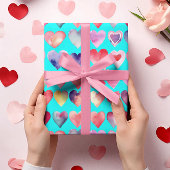 Valentine Blue Heartful Pattern Geschenkpapier Set