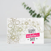 Valentine Blume Kunst Schwarz-weiß Dankeskarte (Stehend Vorderseite)