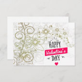 Valentine Blume Kunst Schwarz-weiß Dankeskarte (Vorne/Hinten)