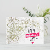 Valentine Blume Kunst Schwarz-weiß Einladung (Stehend Vorderseite)