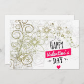 Valentine Blume Kunst Schwarz-weiß Einladung (Vorne/Hinten)