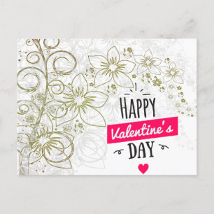 Valentine Blume Kunst Schwarz-weiß Postkarte