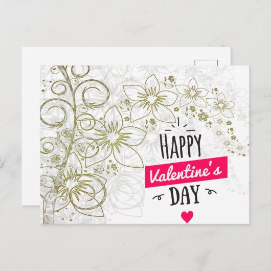 Valentine Blume Kunst Schwarz-weiß Postkarte (Vorne/Hinten)