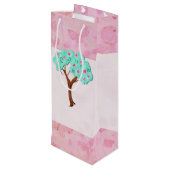 Valentine Blüten Adorable Mixed Media Geschenktüte Für Weinflaschen (Rückseite Schrägansicht)