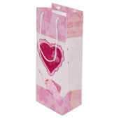Valentine Blüten Adorable Mixed Media Geschenktüte Für Weinflaschen (Vorderseite Schrägansicht)
