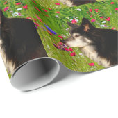 Valentine Border Collie mit wunderschönen Blume Geschenkpapier (Rolleneckpunkt)