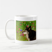 Valentine Border Collie mit wunderschönen Blume Kaffeetasse (Links)