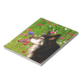 Valentine Border Collie mit wunderschönen Blume Notizblock (Rotiert)