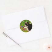 Valentine Border Collie mit wunderschönen Blume Runder Aufkleber (Umschlag)