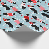 Valentine Border Collie Muster Wrapping Paper Geschenkpapier (Ecke)