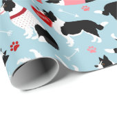 Valentine Border Collie Muster Wrapping Paper Geschenkpapier (Rolleneckpunkt)
