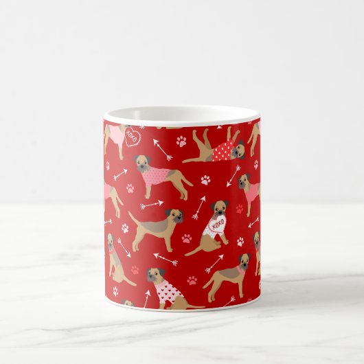Valentine Border Terrier Pattern Kaffeemaschine Ta Kaffeetasse (Mittel)