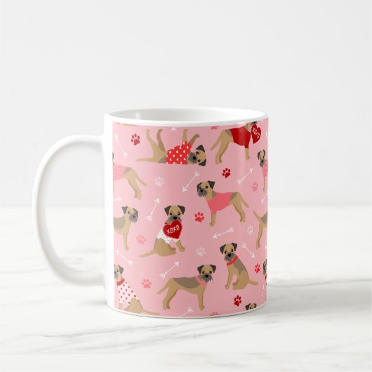 Valentine Border Terrier Pattern Kaffeetasse (Links)