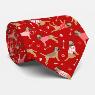 Valentine Border Terrier Pattern Neck Tie Krawatte