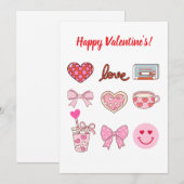 Valentine Bow Heart Coffee Feiertagskarte (Vorne/Hinten)