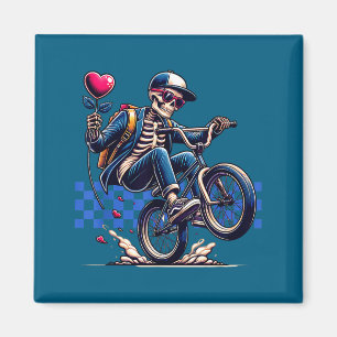 Valentine-Boy-Skelett fährt BMX-Kunstwerk Magnet