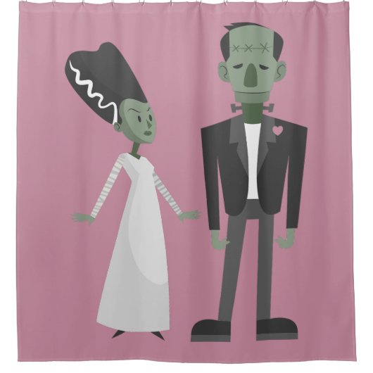 Valentine Braut Frankfurensteinmonster gruselig Lö Duschvorhang (Vorderseite)