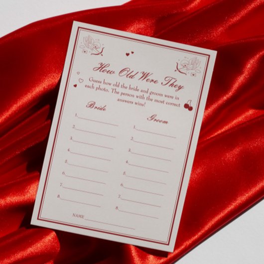 Valentine Bridal Shower Age Guessing Game Card Einladung