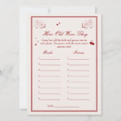 Valentine Bridal Shower Age Guessing Game Card Einladung (Vorderseite)