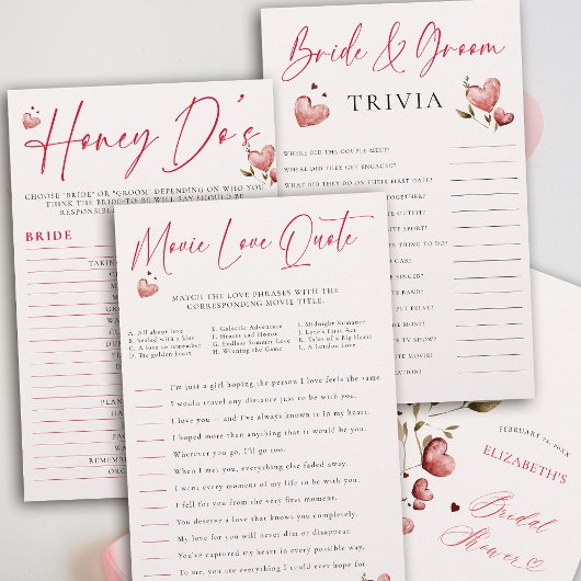 Valentine Bridal Shower Game Match Movie Quotes Flyer