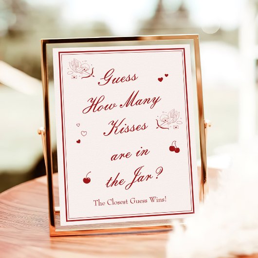  Valentine Bridal Shower Guess How Many Kisses Poster