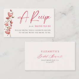 Valentine Bridal Shower Hearts Vines Bride Recipe Begleitkarte