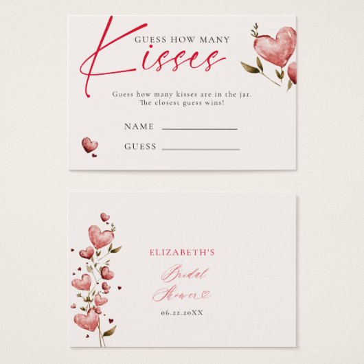 Valentine Bridal Shower How Many Kisses Game (Vorne & Hinten)