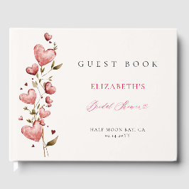Valentine Bridal Shower Whimsical Hearts Botanical Gästebuch
