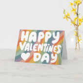 Valentine Bubble Letters Mated Rainbow Strips Karte (Gelbe Blume)