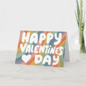 Valentine Bubble Letters Mated Rainbow Strips Karte (Vorderseite)