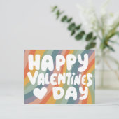 Valentine Bubble Letters Mated Rainbow Strips Postkarte (Stehend Vorderseite)