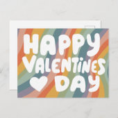 Valentine Bubble Letters Mated Rainbow Strips Postkarte (Vorne/Hinten)