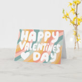 Valentine Bubble Letters Pastell Rainbow Stripes Karte (Gelbe Blume)