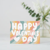 Valentine Bubble Letters Pastell Rainbow Stripes Postkarte (Stehend Vorderseite)
