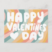 Valentine Bubble Letters Pastell Rainbow Stripes Postkarte (Vorderseite)
