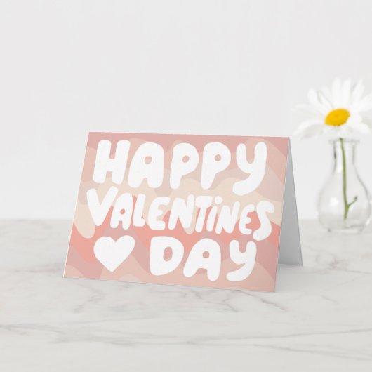 Valentine Bubble Letters Pink Curvy Retro Streifen Karte (Kleine Pflanze)